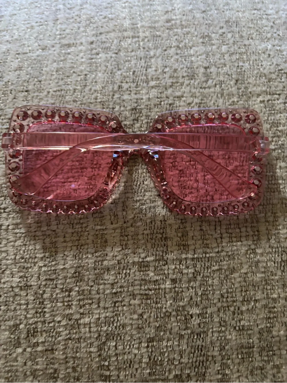 Rhinestone Square Pink Sunglasses for Women